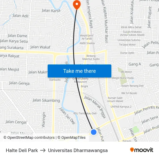 Halte Deli Park to Universitas Dharmawangsa map