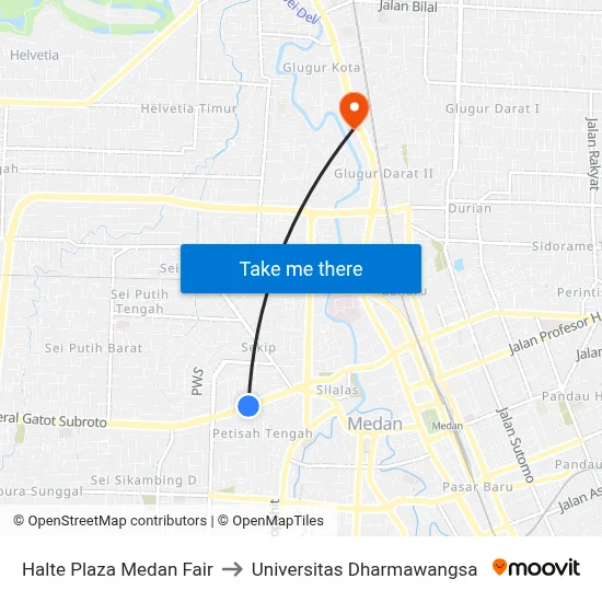 Halte Plaza Medan Fair to Universitas Dharmawangsa map