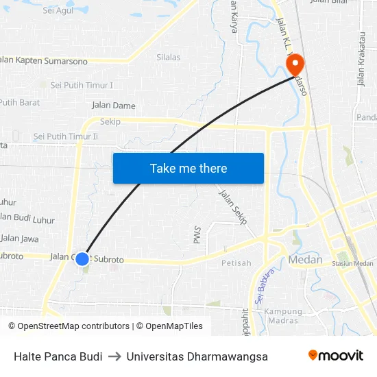 Halte Panca Budi to Universitas Dharmawangsa map