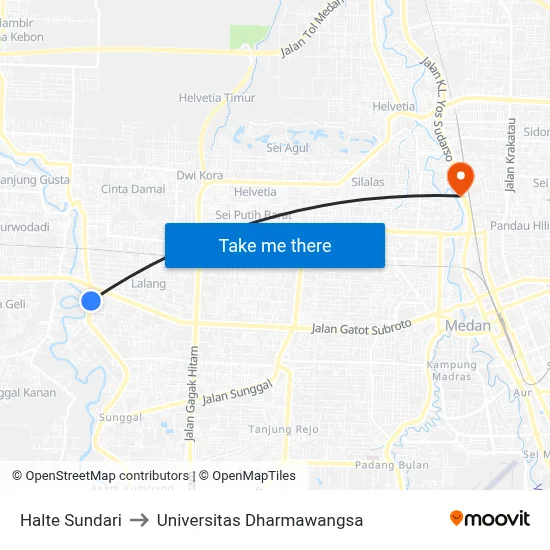 Halte Sundari to Universitas Dharmawangsa map