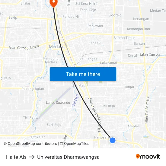 Halte Als to Universitas Dharmawangsa map