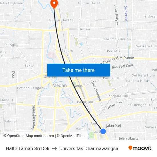 Halte Taman Sri Deli to Universitas Dharmawangsa map