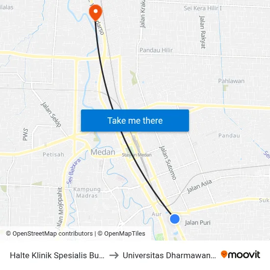 Halte Klinik Spesialis Bunda to Universitas Dharmawangsa map