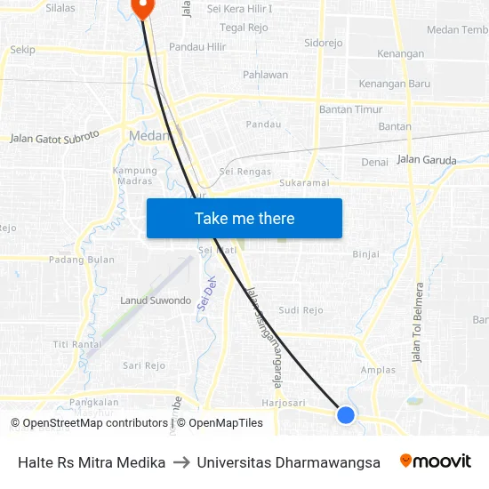 Halte Rs Mitra Medika to Universitas Dharmawangsa map