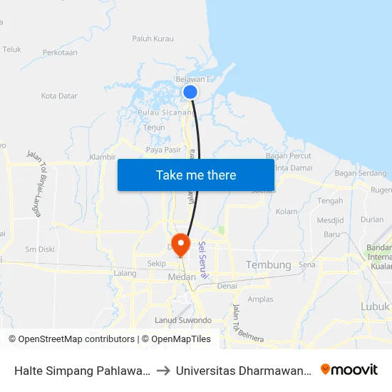 Halte Simpang Pahlawan 2 to Universitas Dharmawangsa map