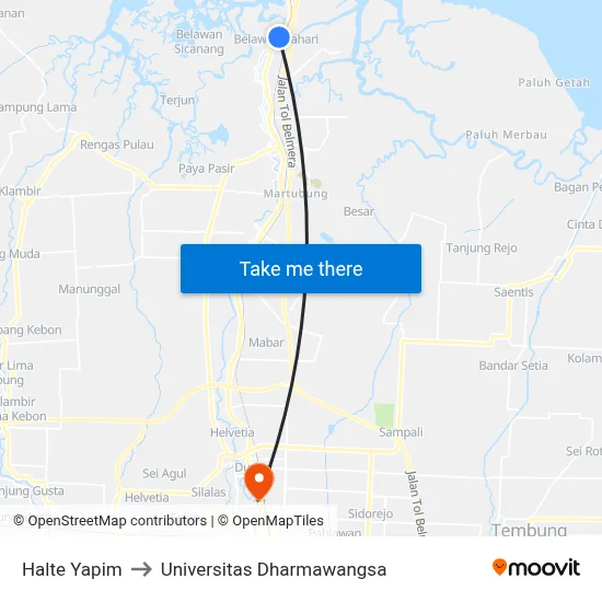 Halte Yapim to Universitas Dharmawangsa map
