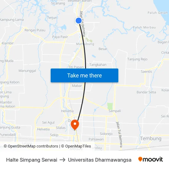 Halte Simpang Serwai to Universitas Dharmawangsa map