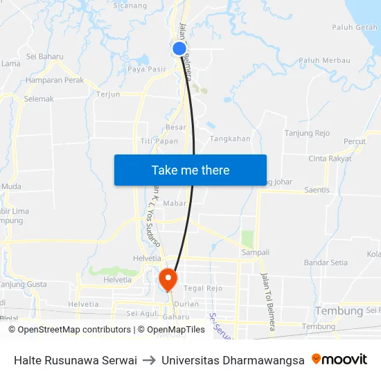 Halte Rusunawa Serwai to Universitas Dharmawangsa map