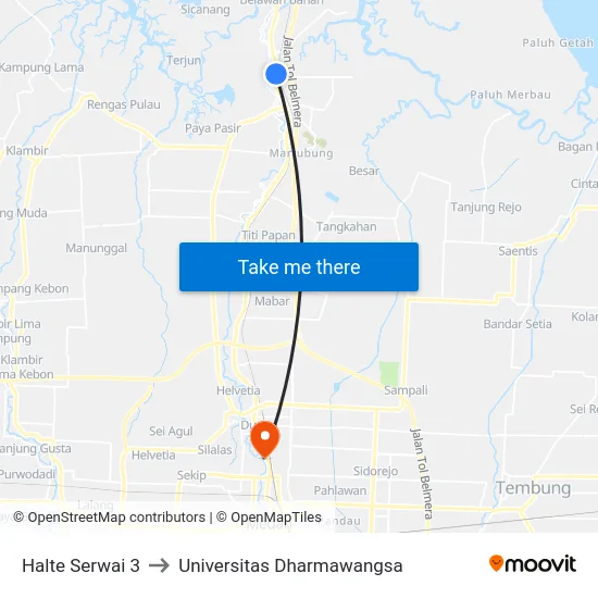 Halte Serwai 3 to Universitas Dharmawangsa map