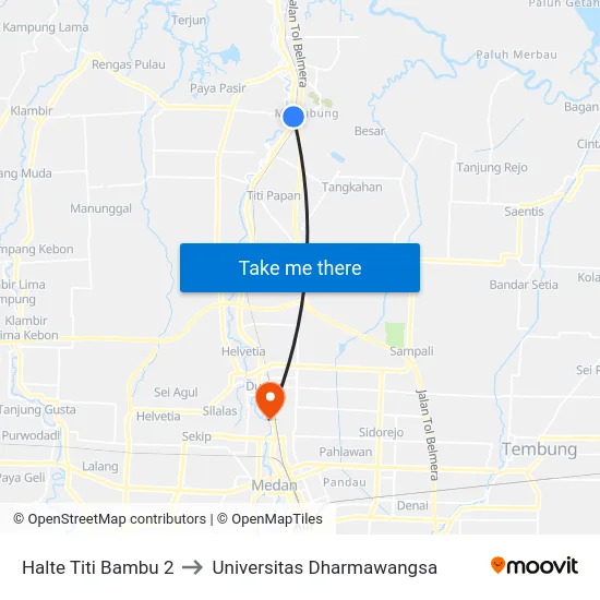 Halte Titi Bambu 2 to Universitas Dharmawangsa map