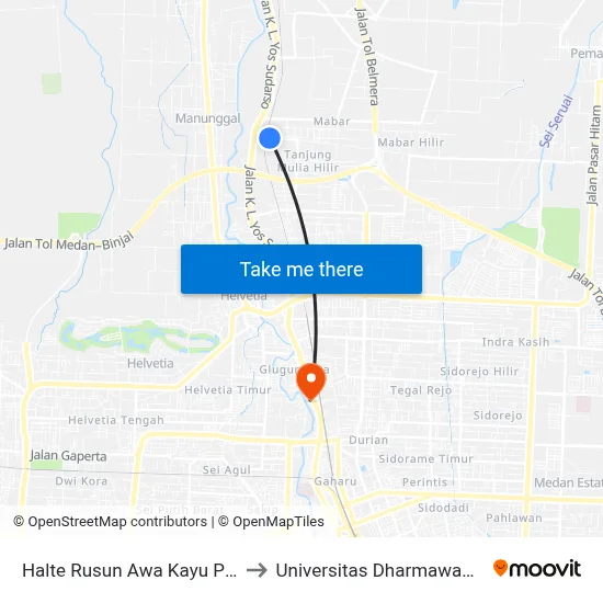Halte Rusun Awa Kayu Putih to Universitas Dharmawangsa map