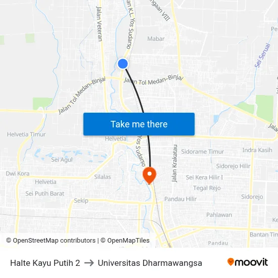 Halte Kayu Putih 2 to Universitas Dharmawangsa map