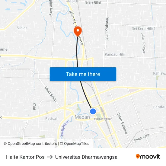 Halte Kantor Pos to Universitas Dharmawangsa map
