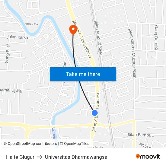 Halte Glugur to Universitas Dharmawangsa map