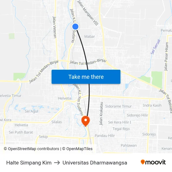 Halte Simpang Kim to Universitas Dharmawangsa map