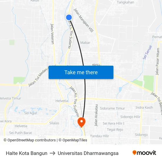 Halte Kota Bangun to Universitas Dharmawangsa map