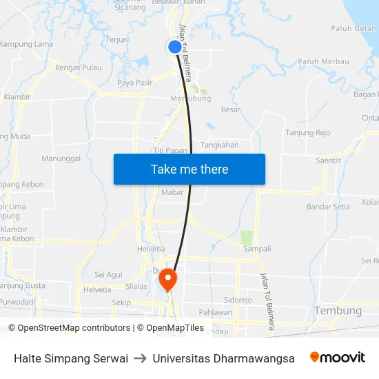 Halte Simpang Serwai to Universitas Dharmawangsa map