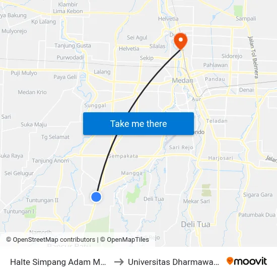 Halte Simpang Adam Malik 2 to Universitas Dharmawangsa map
