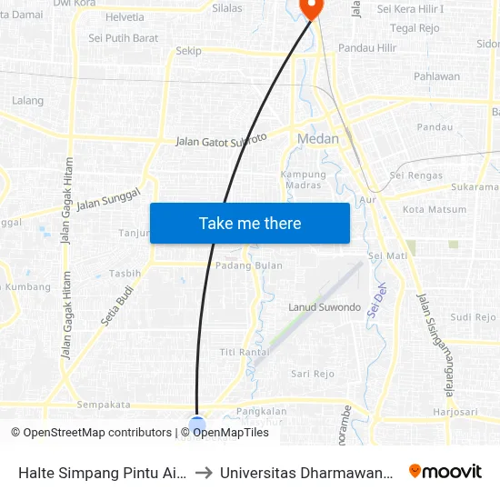 Halte Simpang Pintu Air 2 to Universitas Dharmawangsa map