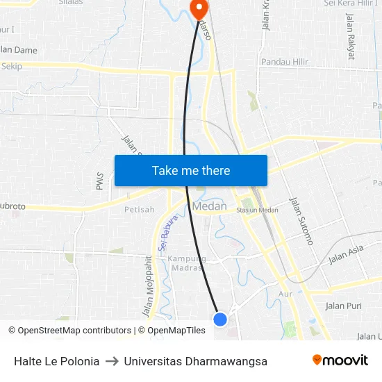 Halte Le Polonia to Universitas Dharmawangsa map