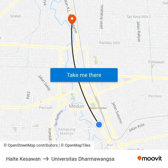Halte Kesawan to Universitas Dharmawangsa map