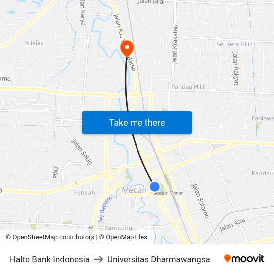 Halte Bank Indonesia to Universitas Dharmawangsa map