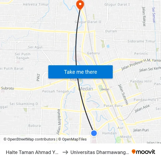 Halte Taman Ahmad Yani to Universitas Dharmawangsa map