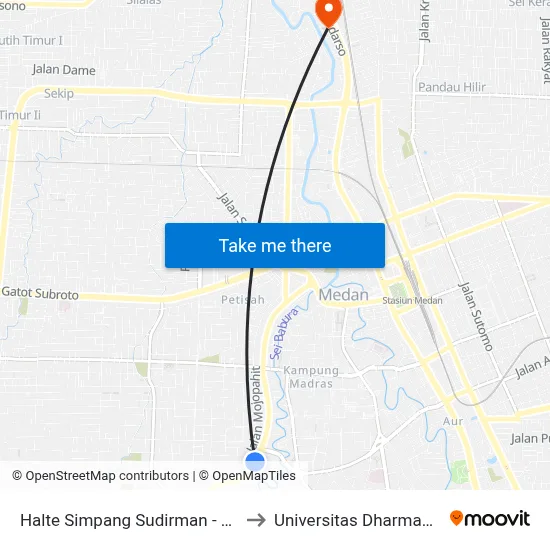Halte Simpang Sudirman - Patimura to Universitas Dharmawangsa map