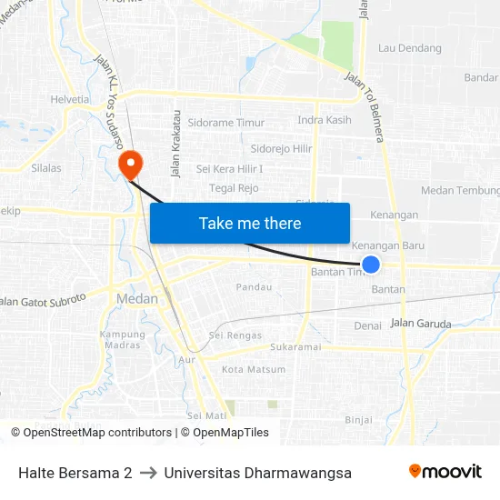 Halte Bersama 2 to Universitas Dharmawangsa map
