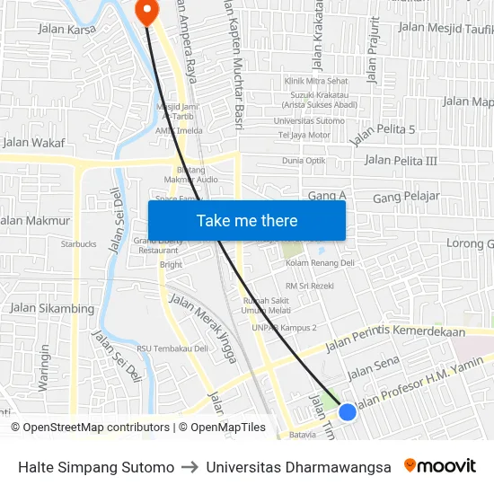 Halte Simpang Sutomo to Universitas Dharmawangsa map