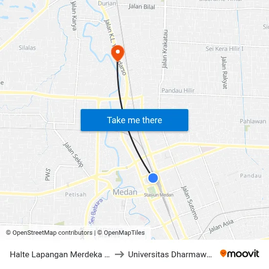 Halte Lapangan Merdeka Pusat to Universitas Dharmawangsa map