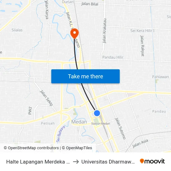 Halte Lapangan Merdeka Pusat to Universitas Dharmawangsa map