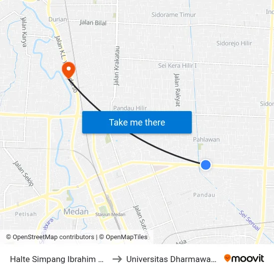 Halte Simpang Ibrahim Umar to Universitas Dharmawangsa map