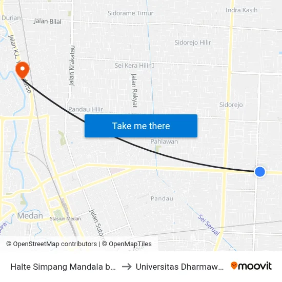 Halte Simpang Mandala by Pass to Universitas Dharmawangsa map