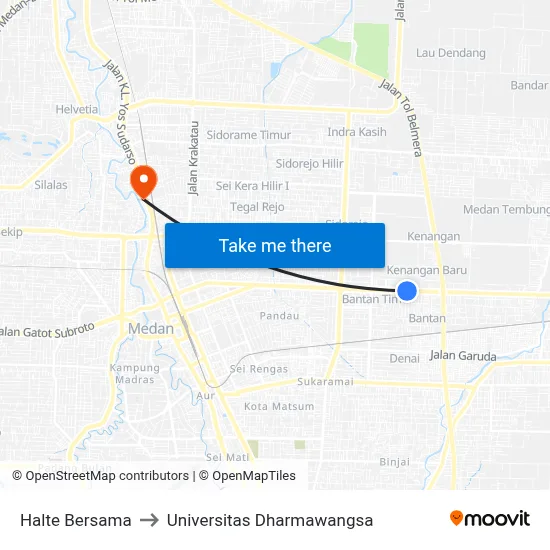Halte Bersama to Universitas Dharmawangsa map
