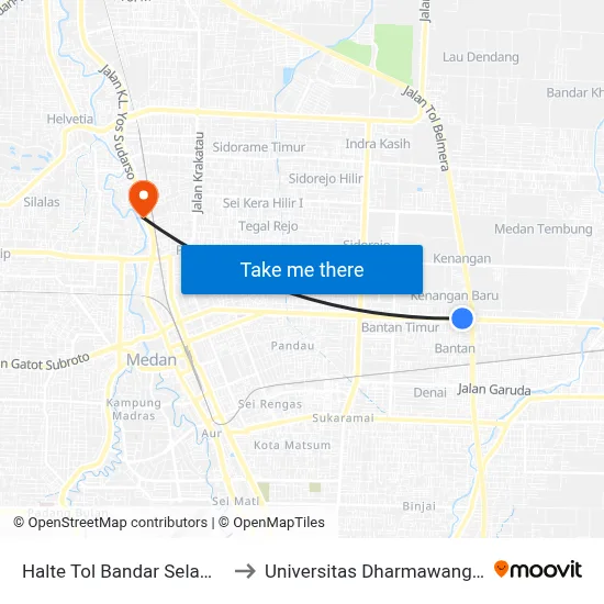 Halte Tol Bandar Selamat to Universitas Dharmawangsa map