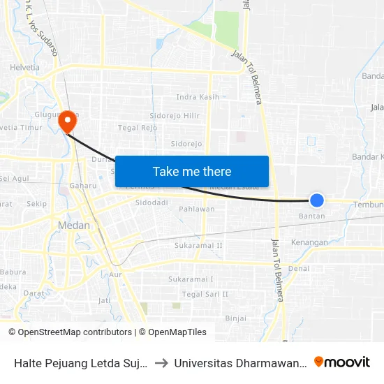 Halte Pejuang Letda Sujono to Universitas Dharmawangsa map