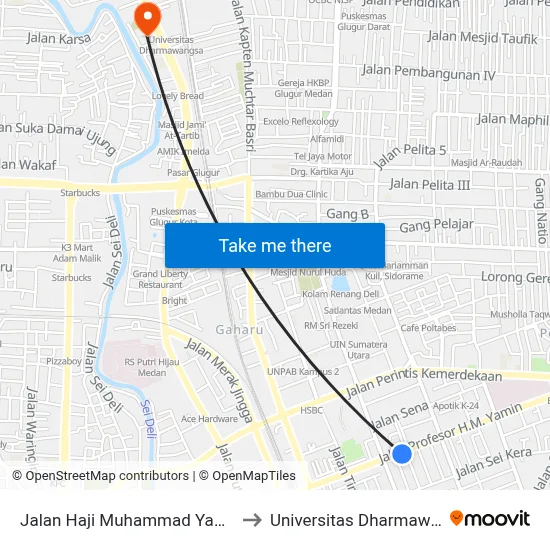Jalan Haji Muhammad Yamin, 36a to Universitas Dharmawangsa map