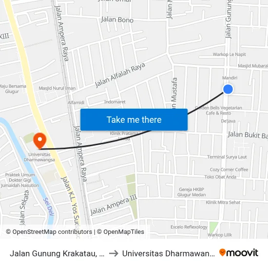 Jalan Gunung Krakatau, 26a to Universitas Dharmawangsa map