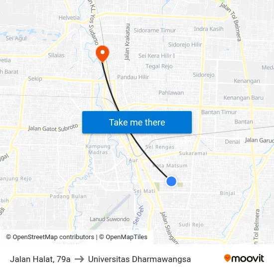 Jalan Halat, 79a to Universitas Dharmawangsa map
