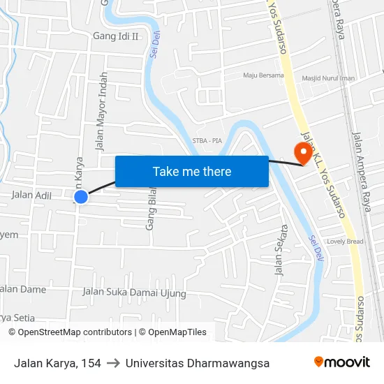 Jalan Karya, 154 to Universitas Dharmawangsa map
