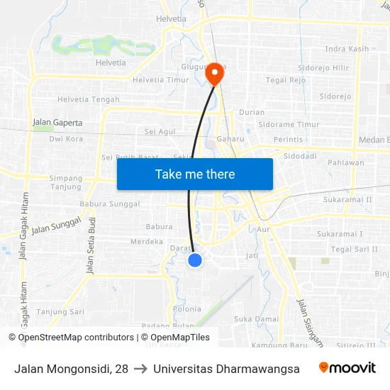 Jalan Mongonsidi, 28 to Universitas Dharmawangsa map