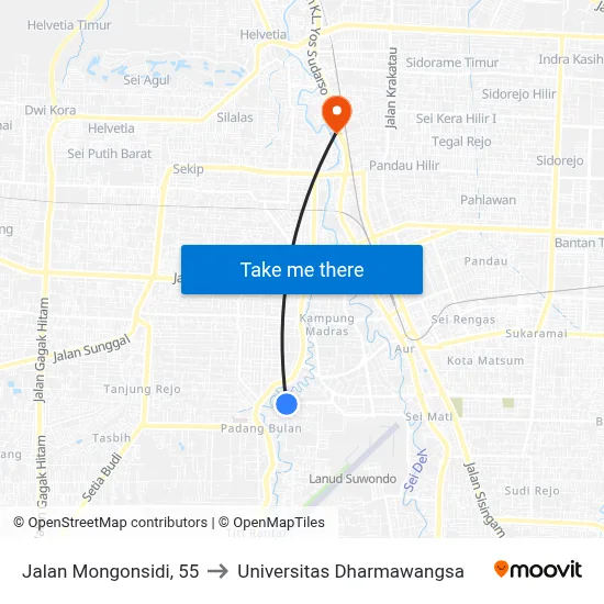 Jalan Mongonsidi, 55 to Universitas Dharmawangsa map