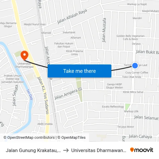 Jalan Gunung Krakatau, 54 to Universitas Dharmawangsa map