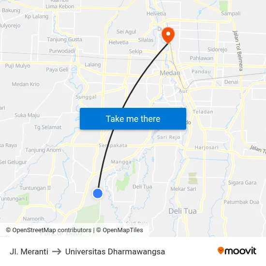 Jl. Meranti to Universitas Dharmawangsa map