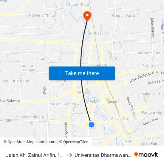 Jalan Kh. Zainul Arifin, 116a to Universitas Dharmawangsa map