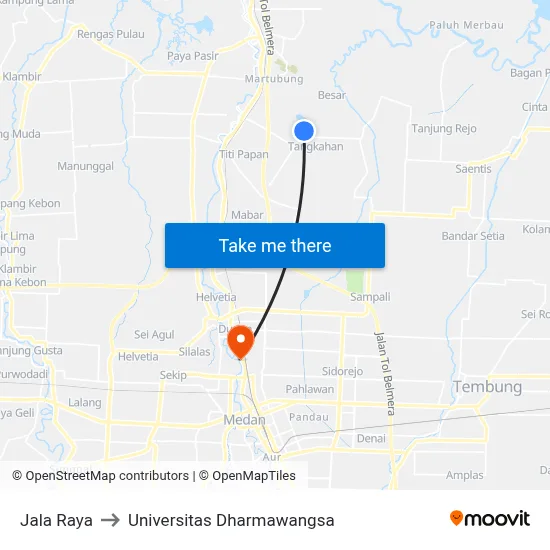 Jala Raya to Universitas Dharmawangsa map