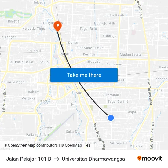 Jalan Pelajar, 101 B to Universitas Dharmawangsa map
