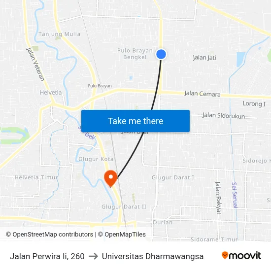 Jalan Perwira Ii, 260 to Universitas Dharmawangsa map