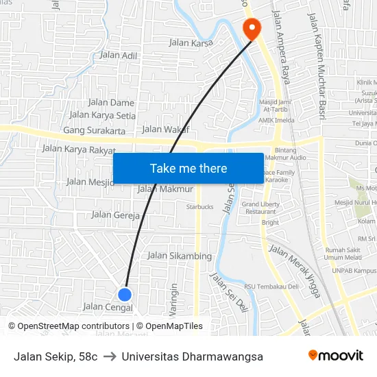 Jalan Sekip, 58c to Universitas Dharmawangsa map
